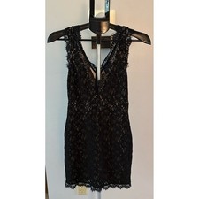 Windsor Women's Beige Black Lace Sleeveless Mini Dress Size Medium