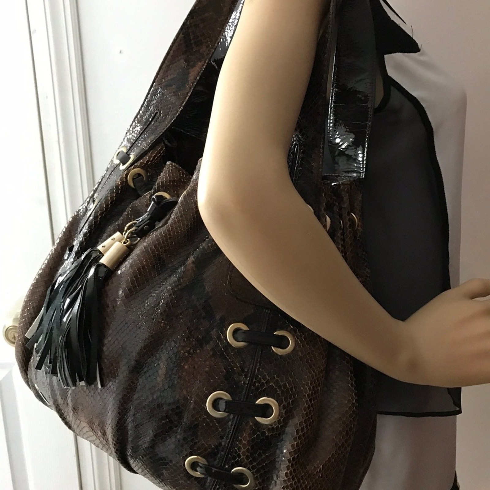 MICHAEL KORS Brown Python Leather Shoulder Bag - image 4