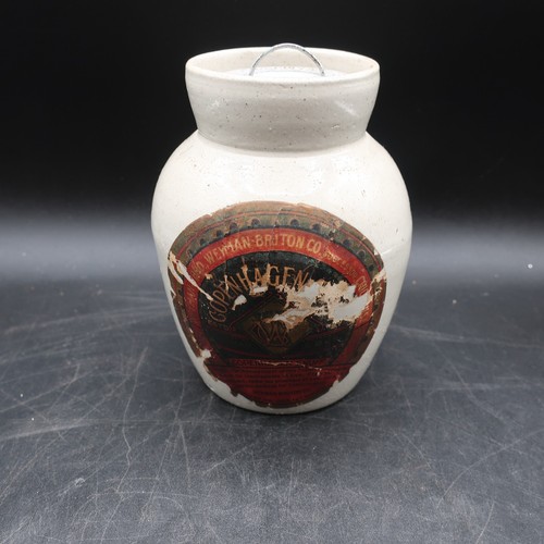 Antique 1800s Weyman & Bro Copenhagen Snuff Jug Jar Crock W/ Label and Lid!! 2