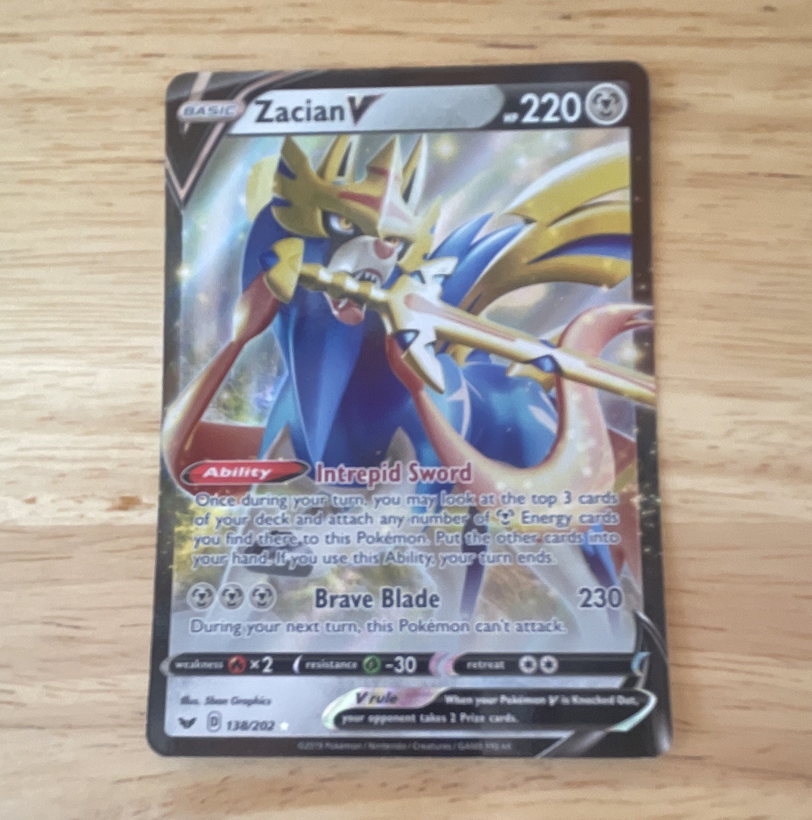 Pokémon TCG Zacian V 138/202 SwSh01 Sword & Shield Holo Ultra Rare