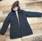 HFX Jacket Womens Large Black Hooded Puffer Quilted Long Parka Coat Full Zip