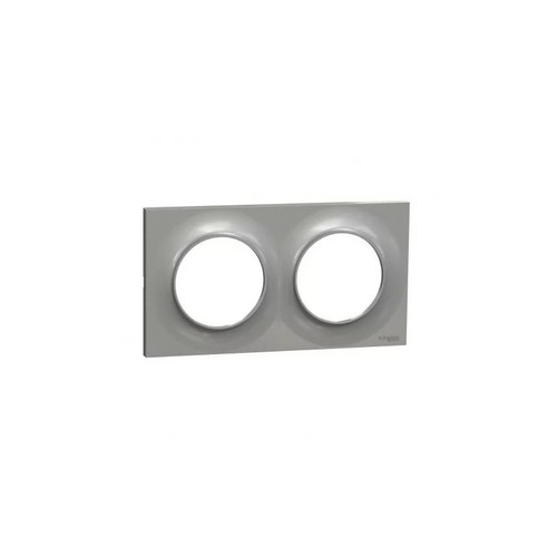 Schneider Electric - Placchetta con interruttore singolo a 2 vie 16AX, montabile senza viti, in acciaio inox con inserto nero