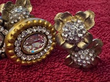 CABINET KNOBS BRASS FINISH CRYSTAL LIKE RHINESTONES SET OF 5