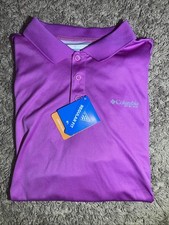 NEW Men's Columbia PFG Deep Waves Purple Polo Shirt Size Large MSRP 50