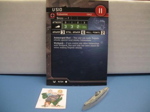 =Axis Allies War at Sea BASE SET U 510 41/64 with card=