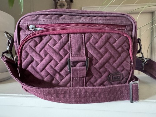LUG Purse Burgundy Quilted RFID Carousel Crossbody to Belt Bag Convertible 10x6