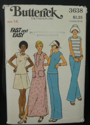 Butterick Sewing Pattern Vintage Dress Top Skirt Pants 3638 Size 14 ...