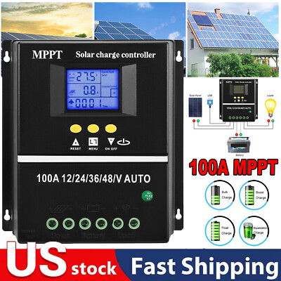 4000W 100A MPPT Solar Charge Controller 12V/24V/36V/48V Battery PV Regulator USB