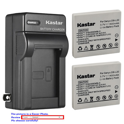 Kastar Battery AC Wall Charger for Sanyo DB-L20 VAR-L20N & Sanyo Xacti VPC-E60