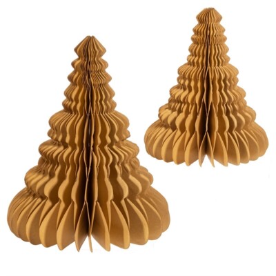 Creme Kraft Papier Wabe Baum stehende Dekoration - 2er Set