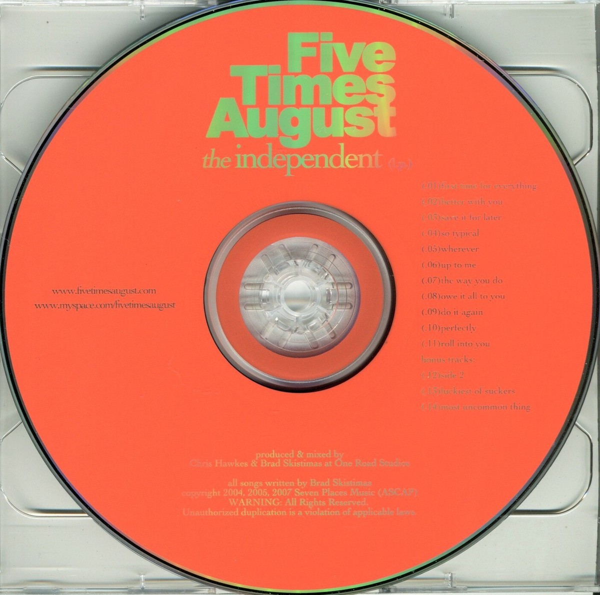Independent by Five Times August (2-CD set) ***PRISTINE