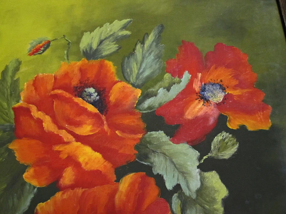 Texas Red Flowers Acrílico sobre Lienzo por Loveta Strickland, Artista de Texas Listado Foto 4 de 4