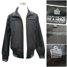 Admiral Sport Sz LG Men Black Zip Classic Soccer Track Jacket NEW Excellent