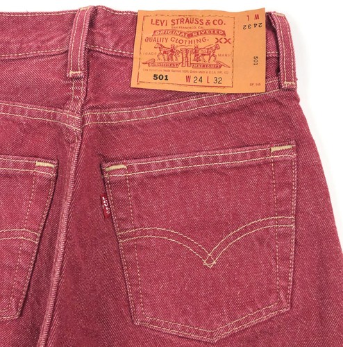 Levis 501 For Women 24x32 Red Jeans Vintage Button Fly Straight Leg Made In USA - Picture 10 of 10