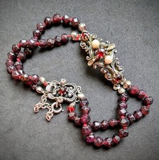 Vintage Granat Tracht Armband 835 Silber Perle