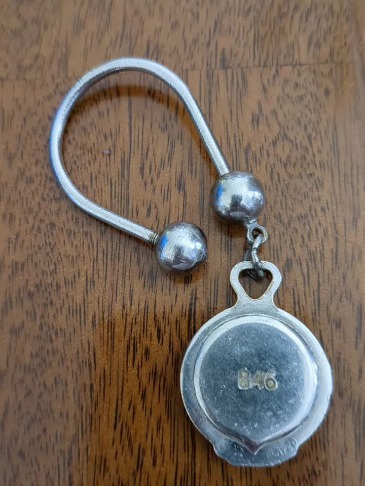 Vintage Screwball Chevrolet Key Chain KeyChain B46 Round Enamel Red Blue Silver - Image 2 of 3