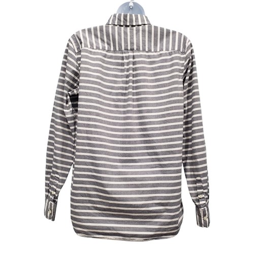 Banana Republic Womens S Dillon Shirt Button Up Cotton Striped Light Gray White - Picture 3 of 12