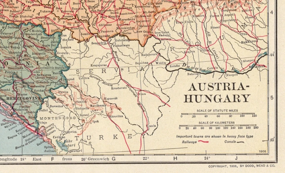 Antigua Austria Hungría Bosnia 1906 Mapa Atlas Mapa de Austria Decoración de Pared 1737 Foto 2 de 4