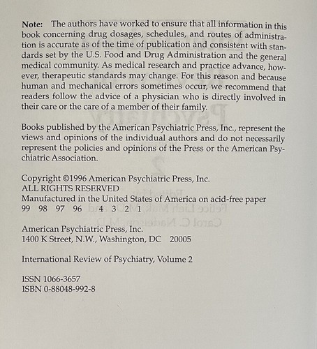 International Review of Psychiatry: v. 2 by Felice Lieh-Mak 1996 hardcover - 第 7/8 張圖片
