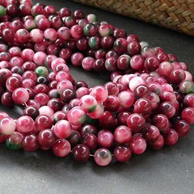 NELLYS Malay Jade ca. 10mm  pink grün rosa Perlen Edelsteine  Strang 