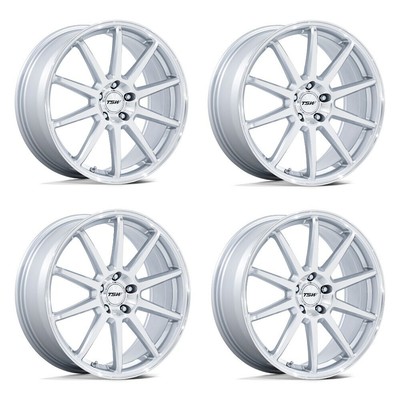 Set 4 20'' TSW TW004 Canard Gloss Silver Machined Face 20x10.5 Wheels 5x112 30mm