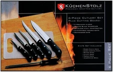 Cutlery Set ~ Precision Crafted 6 Piece PLUS Vynal Cutting Board~ Kitchen Knife