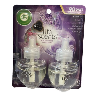 Air Wick Life Scents Sweet Lavender Days Scented Oil Plug In 2 Refills RARE