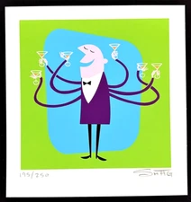 Toasty SHAG PRINT Silkscreen Serigraph Unframed Signed Six Martini's 2003 Mint!