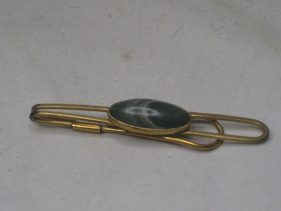 Clip de broche de barra de corbata joyería roca pulida piedra natural vintage Foto 4 de 4