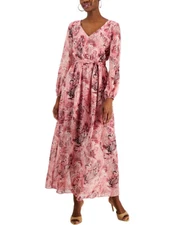 I.N.C. International Concepts Women's Printed Long-Sleeve Maxi Dress