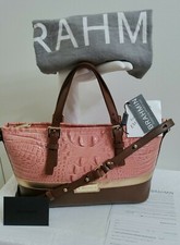 BRAHMIN MINI ASHER LEATHER TRI TEXTURE BURLWOOD SHOULDER CROSSBODY HANDBAG PURSE