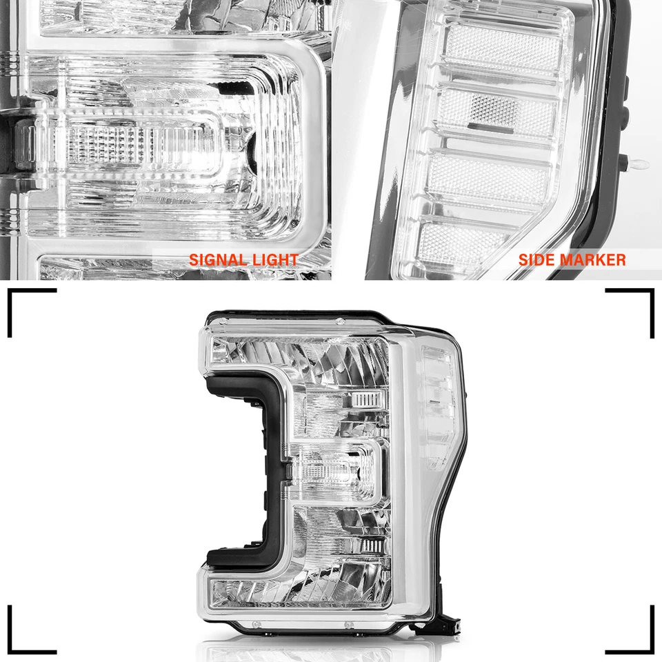 Par de faros cromados para Ford F250 F350 F450 F550 Super Duty 2017-2019 Foto 2 de 4