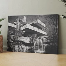 The Falling Water Dwelling 1939 by Frank Lloyd Wright Canvas Wall Art Print