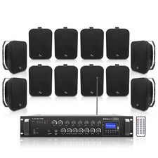 Sound Town 6-Zone 70V/100V Amp 12 x Surface-Mount Speakers STCA600X12MS6B