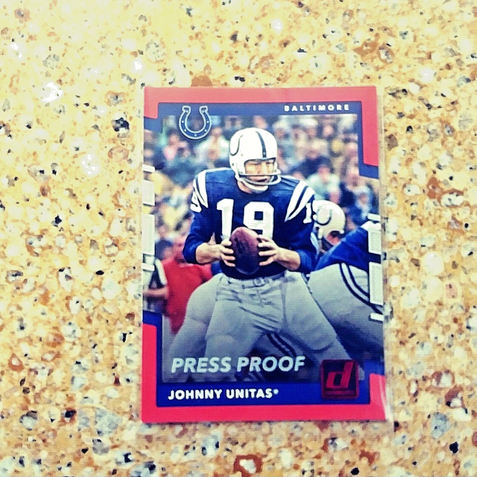 2017 PANINI DONRUSS PRESS PROOF RED #229 JOHNNY UNITAS, BALTIMORE COLTS NM+.
