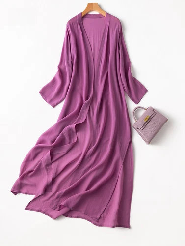  Seiden Cardigan dünn lang Oberteil Kimono Schal Mantel Sommer Strand Cover Up MM148 - Bild 14 von 40