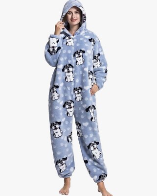 Women's Fleece One Piece Plush Pyjamas Hoodie UK
