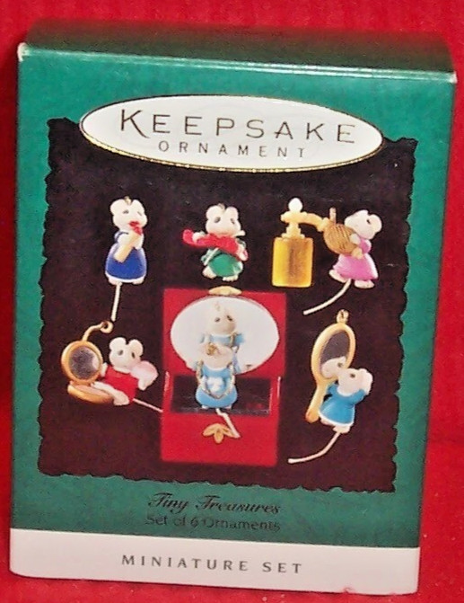 1995 Hallmark Keepsake Tiny Treasures Mice 6 Pieces Mini Miniature Set Mouse