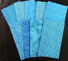 9 Fat Quarters - Turquoise - Quilting, Sewing, Crafts - 100 Cotton Fabric 5775