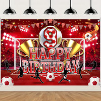 Fussball Deko 9. Geburtstag Banner Kinder - Rot Happy Birthday FußBall Geburtsta