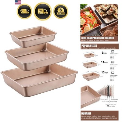 Deep Baking Pans Set Nonstick,Rectangle Cake Pan,Stackable Bakeware Set of 3,...
