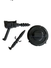 1988 TMNT Bebop Turtle Shell Drill Gun Trash Can Lid Knife Weapon Accessories