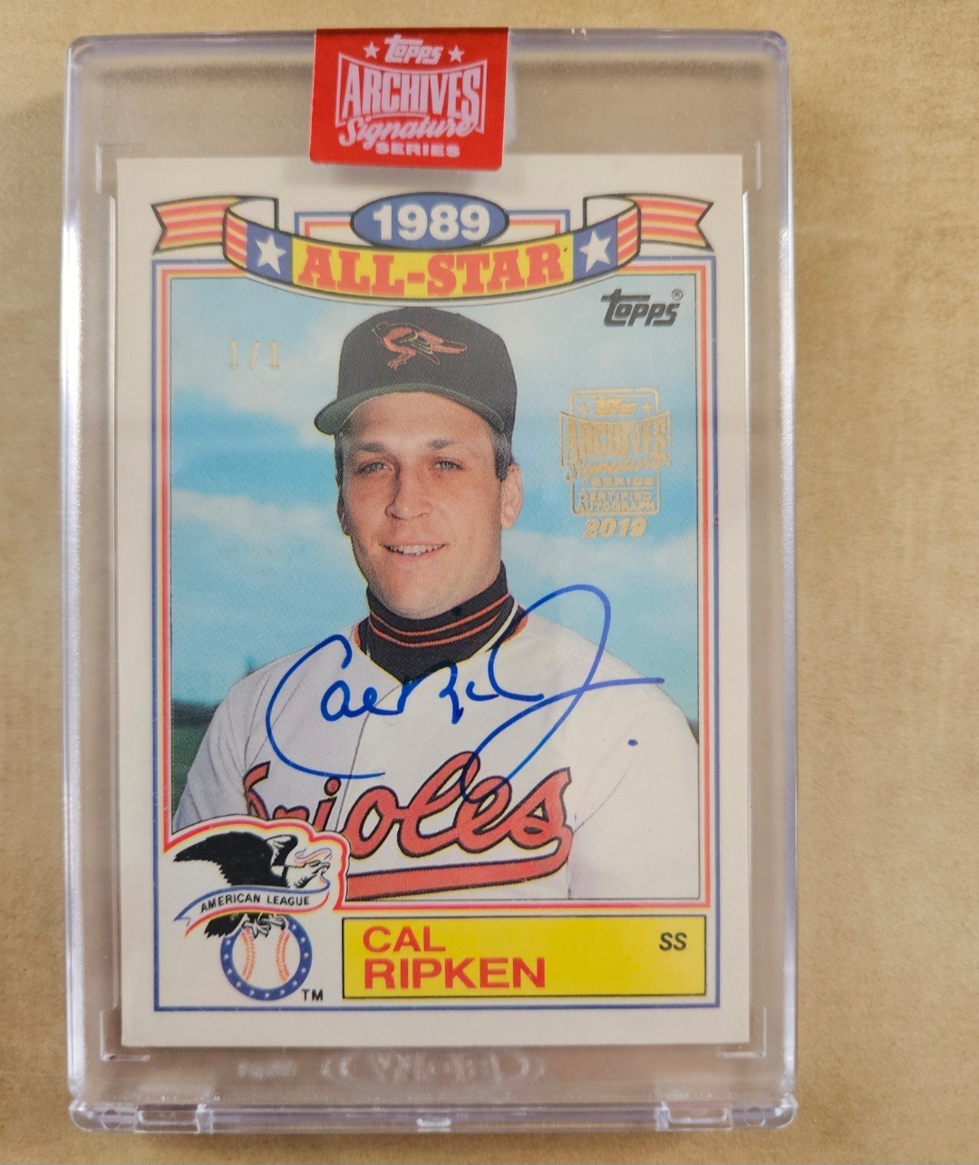 1/1 CAL RIPKEN JR. 2019 TOPPS ARCHIVES SIGNATURE SERIES 1990 #16 AUTO 1/1