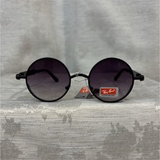 Ray-Ban Men's Round Black Metal Sunglasses Gray Plastic UV400 Lenses