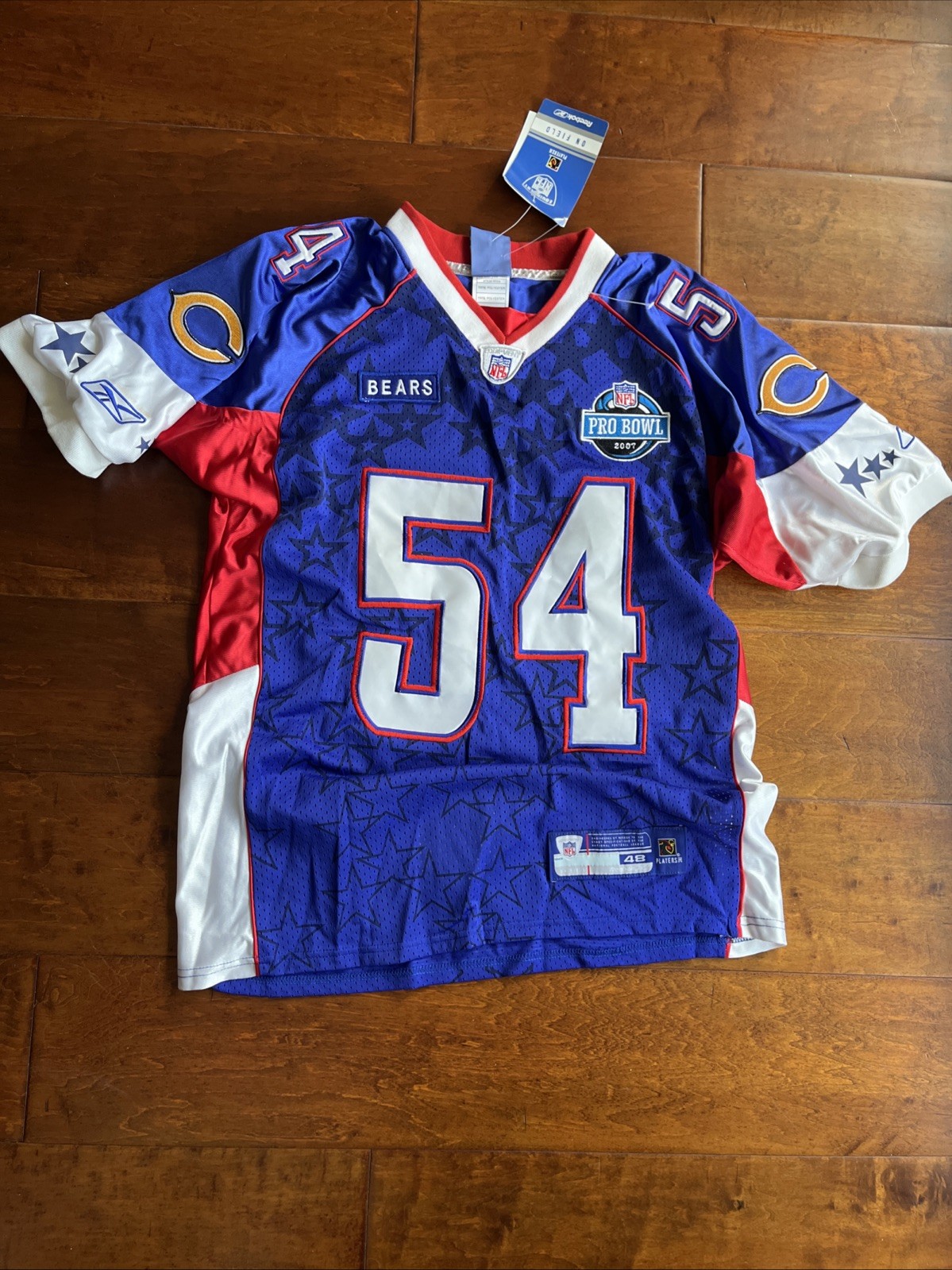 Reebok NWT Urlacher Chicago Bears NFL Pro Bowl L 2007 Jersey Blue Red White 48