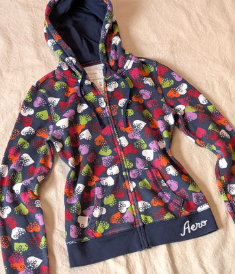 Aeropostale 2011 Women's Indie Sleaze Tumblr-Core AOP Heart Zip Hoodie Size Med
