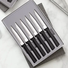 RADA CUTLERY G26S SERRATED STEAK KNIVES GIFT SET BLACK HANDLE
