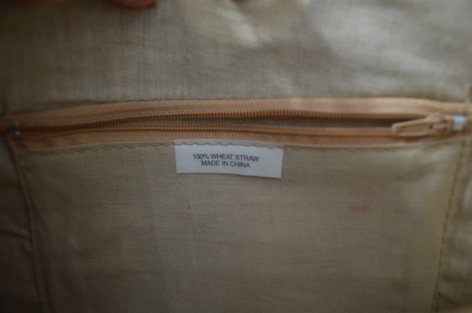 Vintage Straw Tote Bag Women’s Shoulder Purse with Leather Handles - Image 4 of 4