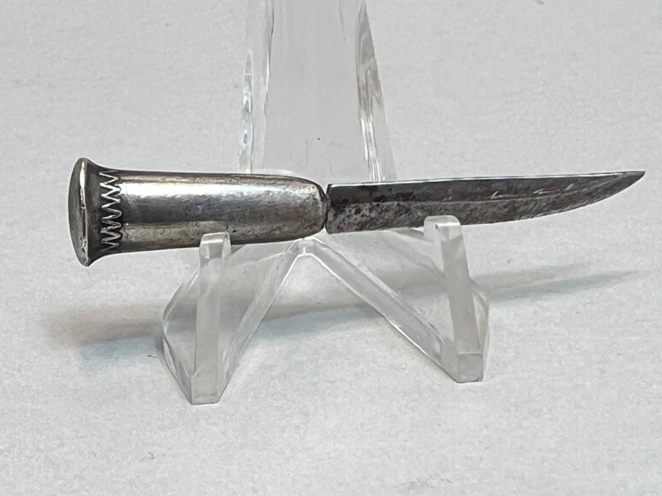 Antique Marttiini Finish Finland Miniature Puukko Knife Silver Plated Handle 2'' - Image 2 of 4