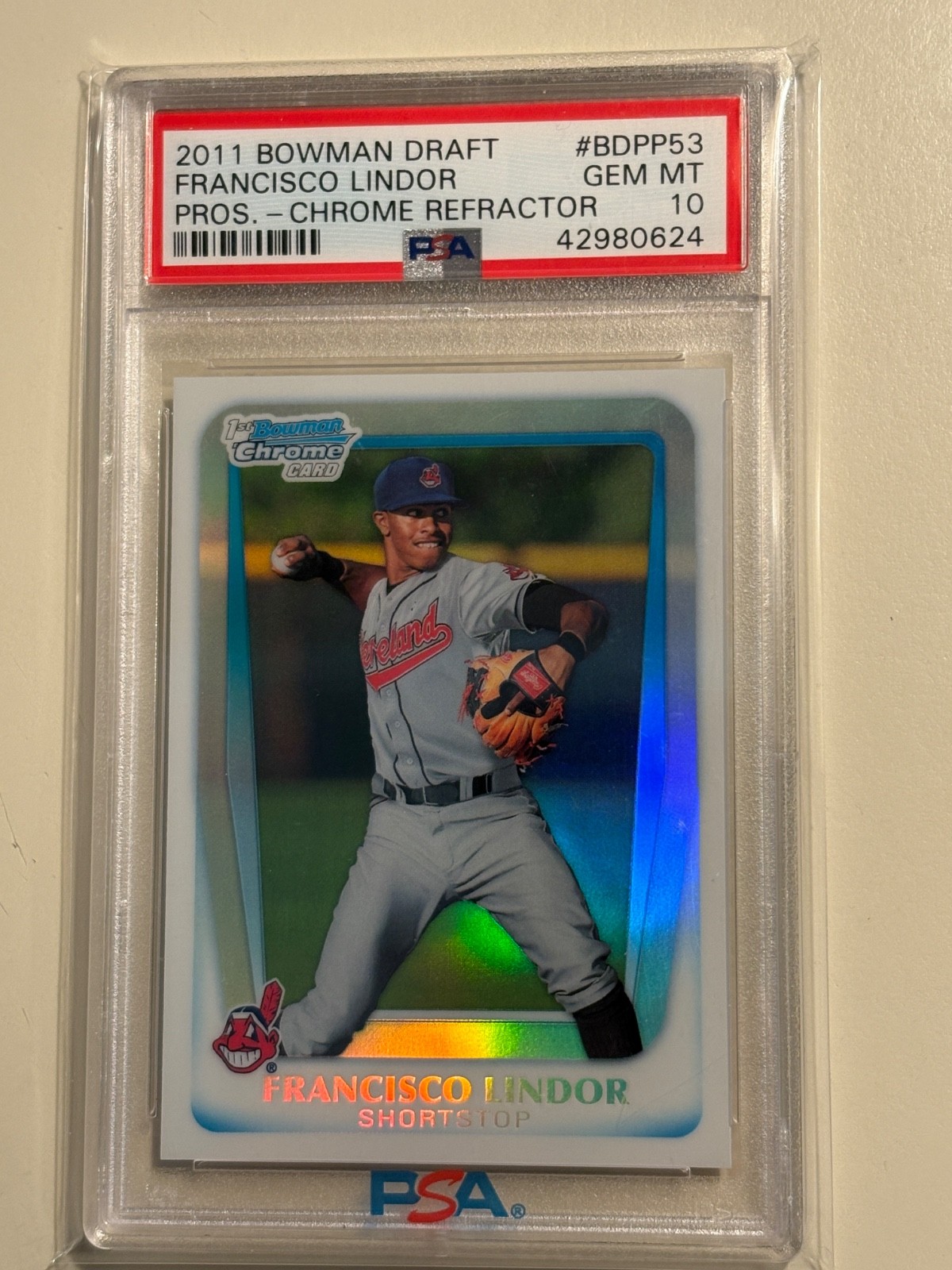 FRANCISCO LINDOR 2011 Bowman Chrome Draft 1st REFRACTOR PSA 10 Gem Mint SP Mets